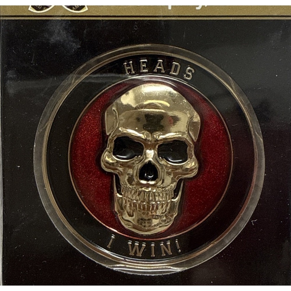 Challenge Coin -‎ Skull "Heads I Win! Tails You Lose!" NIP